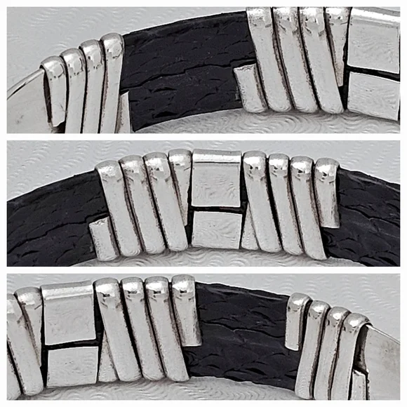 Silpada Super Rare Sterling Silver Black Snakeskin Heavy Cuff  EB430/B0430 - Picture 9 of 16